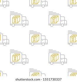 Shipping van seamless pattern design, Repeat textile design. Fabric print.
