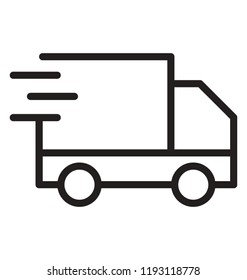 A shipping van with speed lines on it indicating utility van icon 