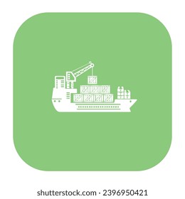 Shipping Vector Icon On Green Button