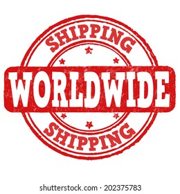 Shipping worldwide grunge rubber stamp on white, vector illustration