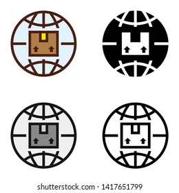 Shipping Worldwide Icon in Different Color and Style