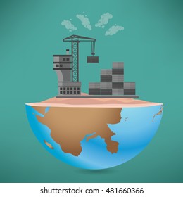 Shipping,cargo concept design on green background,vector