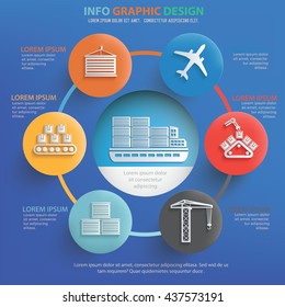 Shipping,cargo info graphic design on blue background,vector