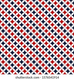 Shippo - Japanese seven treasures. Geometric diamond pattern in red and blue color.