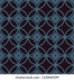 Shippou. Japanese style seamless vector pattern. Dark blue and black traditional oriental ornament.