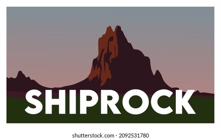 Shiprock New Mexico with mountain scenery