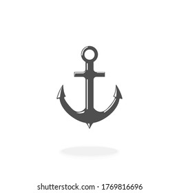 Ships Anchor Vector Icon Black Silhouette Vector Illustration Sign Symbol