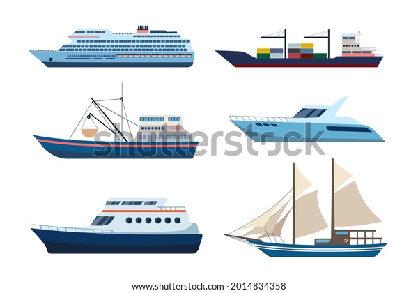 Ships Boat Vector Flat Illustration Stock Vector (Royalty Free ...