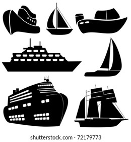 Ships and boats in black