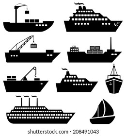 Ships Boats Cargo Logistics Transportation Shipping Stock Vector ...