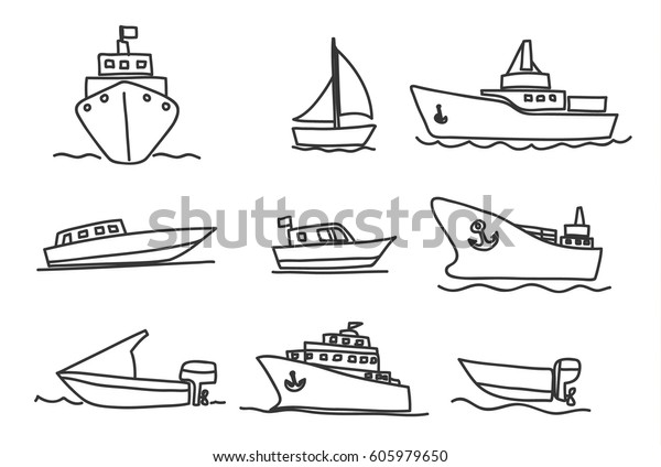 ships and boats icons hand drawn vector set
art illustration