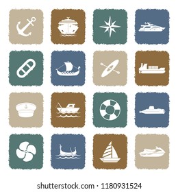 Ships, Boats And Nautical Icons. Grunge Color Flat Design. Vector Illustration. 