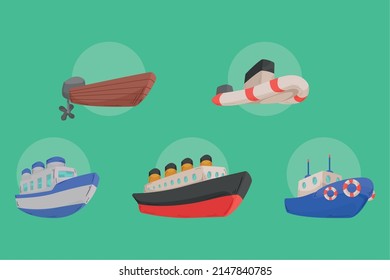 ships and boats set icons svg