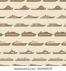 Ships and boats vintage seamless pattern. Background with sea boat illustration vector