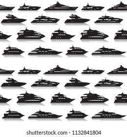 Ships and boats, yacht seamless pattern. Vector.