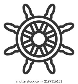 Ship's helm - icon, illustration on white background, outline style