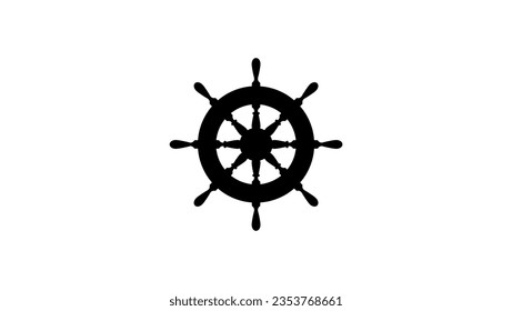 ship's helm silhouette, high quality vector