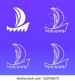 Ships icon set isolated on gradient background. Design concept logo in flat MBE style. Vector illustration.
