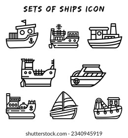 Ships icon vector collection set
