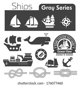 Ships icons gray series 