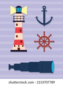 Schiff und nautisches Icon-Set