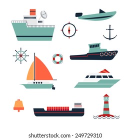 ships range. Includes boat, ship, boat, barge, scooter