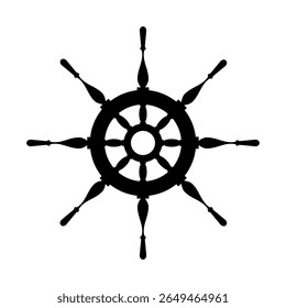 Vetor do leme do navio. Ilustração da silhueta no fundo branco.