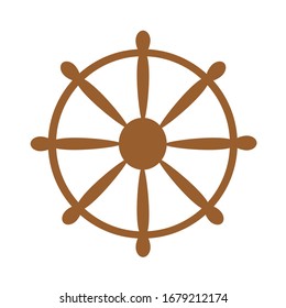 The ship's rudder wheel. Vector drawing of the steering wheel symbol.