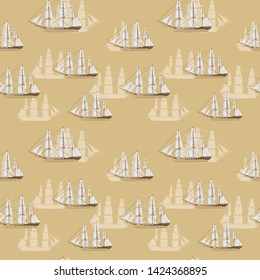 Ships sail Seamless pattern decor