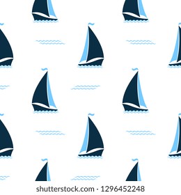 Ships at sea seamless pattern. Marine background.