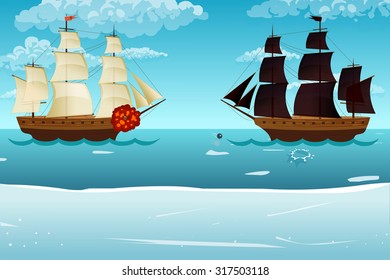  ships set sea vector  illustration