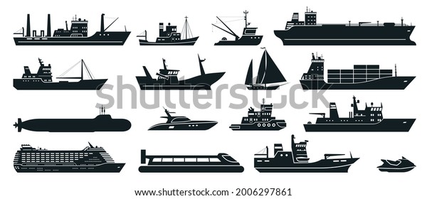 Ships Silhouette Cargo Ship Shipping Containers Stock Vector (Royalty ...