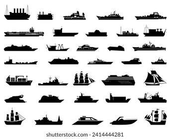 Ships silhouette vector art white background