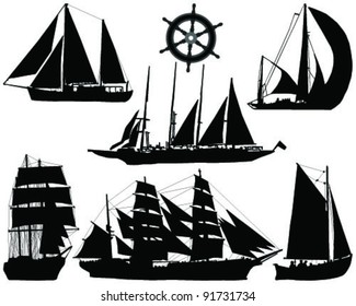 ships silhouettes collection-vector