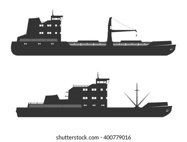 Ships silhouettes. Vector illustration.