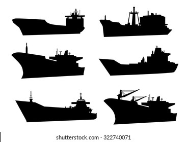 Ships Silhouettes Vector Set