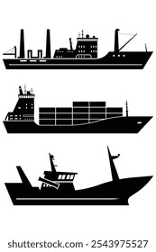 Ships Silhouettes Vector Set Maritime and Nautical Designs