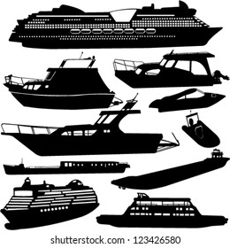  ships transportation collection vector cruiser, motor-yacht