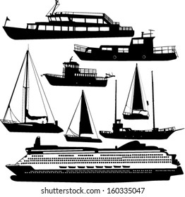 ships transportation collection vector cruiser, motor-yacht