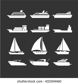 Ships transportation and shipping icons