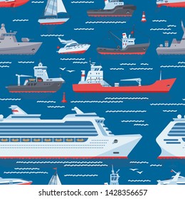 Ships vector boats or cruise travelling in ocean or sea and shipping transportation illustration background