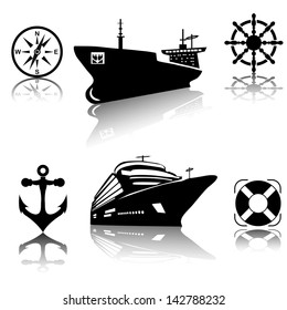 Ships vector icon set.