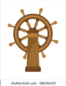 The ships wheel, boats wheel, ship steering wheel, isolated on white background. Vector illustration