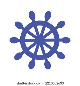 Ship's wheel Or Captains Wheel Isolated On White Background - Vector