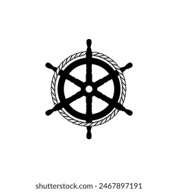 Ship's wheel icon, ship steering logo vector. Nautical Wheel Steering Wheel,