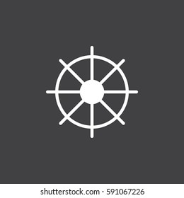 Ships Wheel Icon Vector, Filled Flat Sign, Solid White Pictogram. Symbol, Logo Illustration. Pixel Perfect