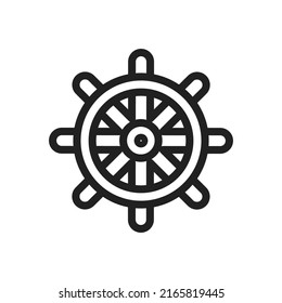 Ship's wheel icon vector. Ship's wheel flat style isolated on a white background - stock vector.