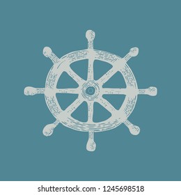 Ship's wheel icon with vintage style