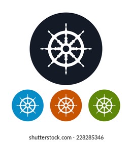 Ship's wheel icons for marine design, four types of colorful round icons,vector illustration