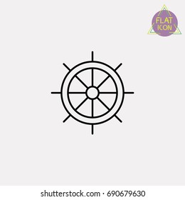 ship's wheel line icon